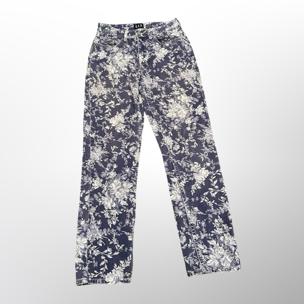 GAP Floral Print Vintage Jeans High Waist Denim Pants Women's Size 6
